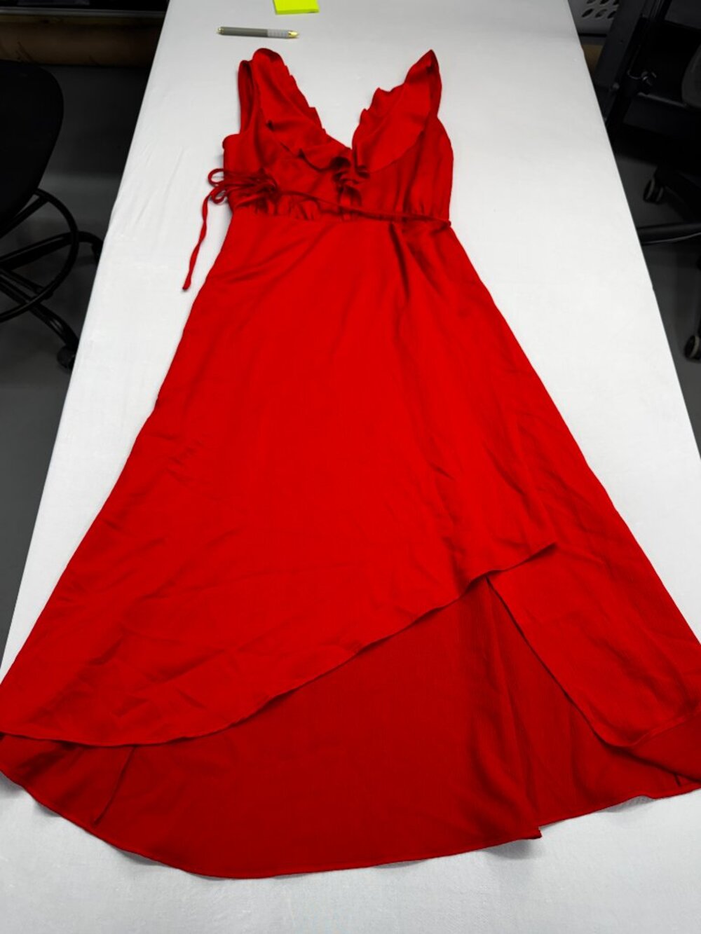French Connection Maudie Drape Wrap Cocktail Dress Red Asymmetric Sz 2 - Picture 8 of 15